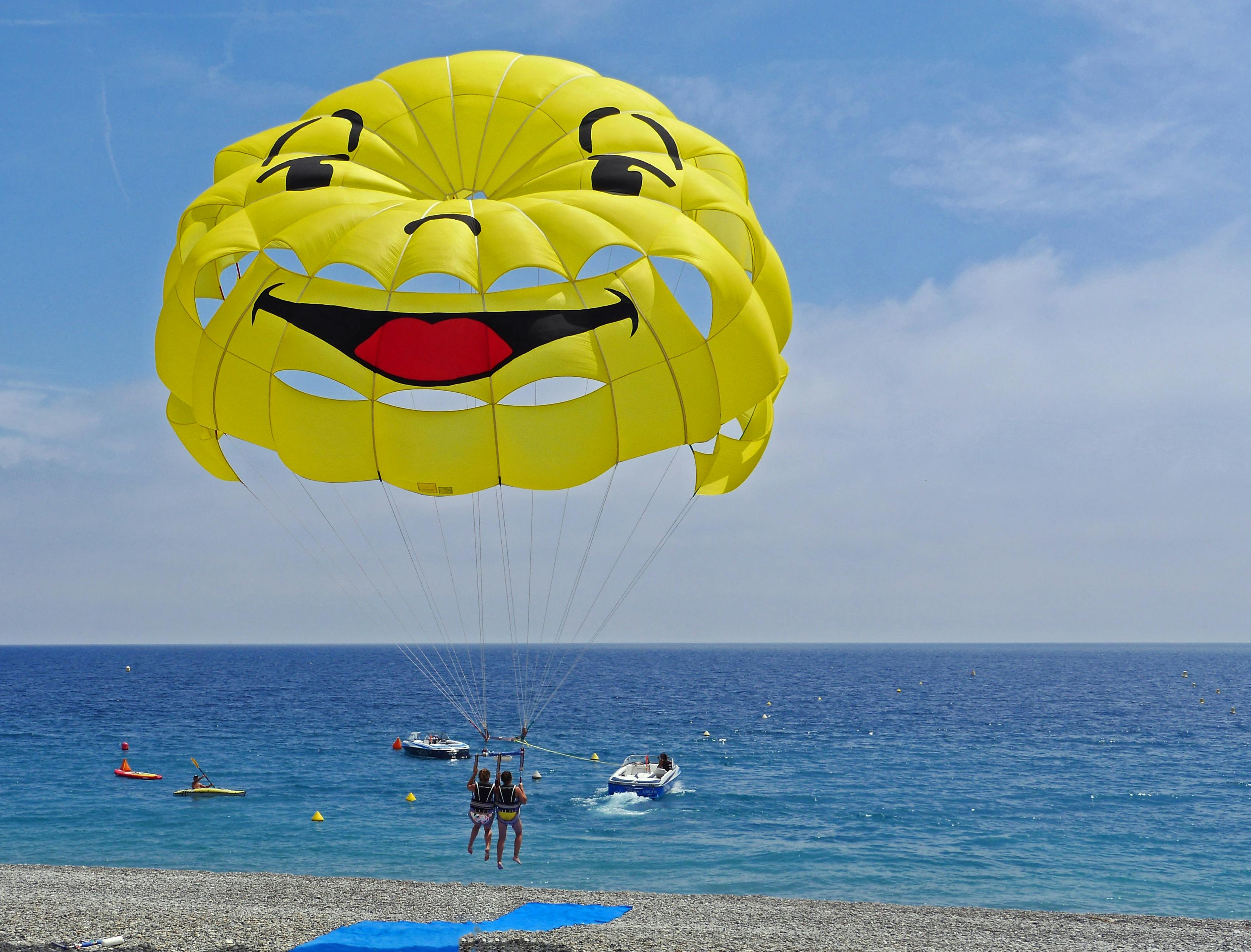 Parasailing over Mediterranean Sea